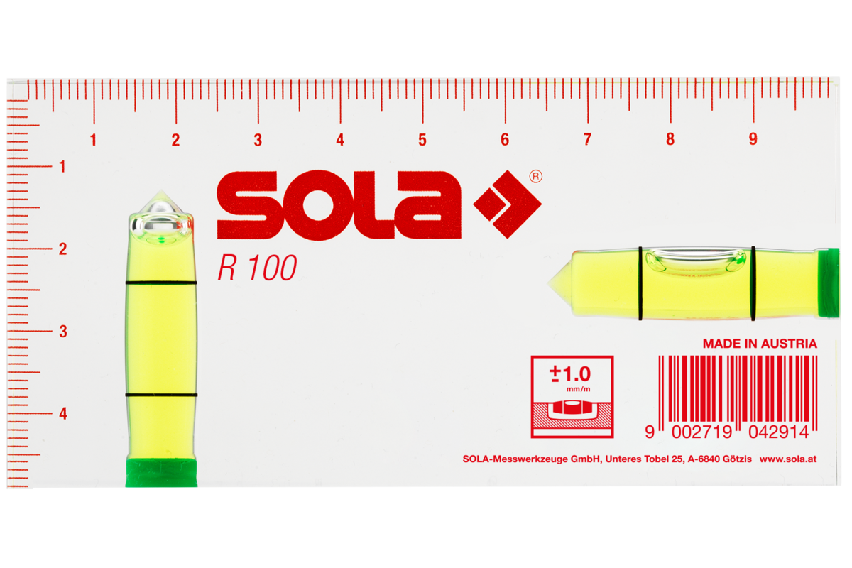 SOLA Acrylic Glass Spirit Level 10cm