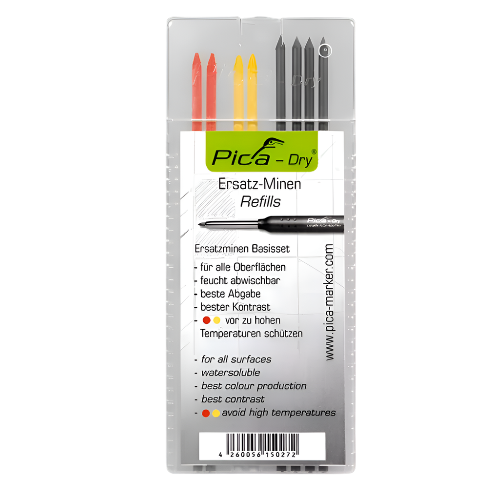 PICA Dry Pen Graphite Refill Set of 8 Red/Yellow