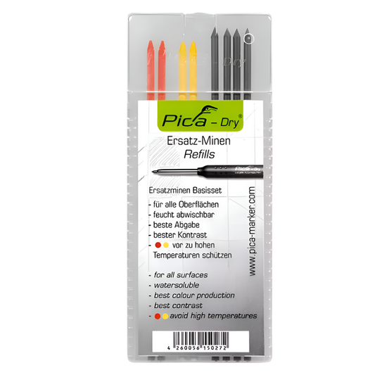 PICA Dry Pen Graphite Refill Set of 8 Red/Yellow